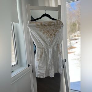 Cynthia Rowley Medium Gold Sequin White Tube Top